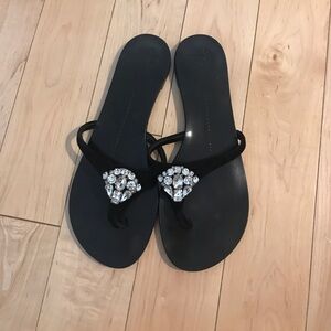 Zanotti black suede slippers.